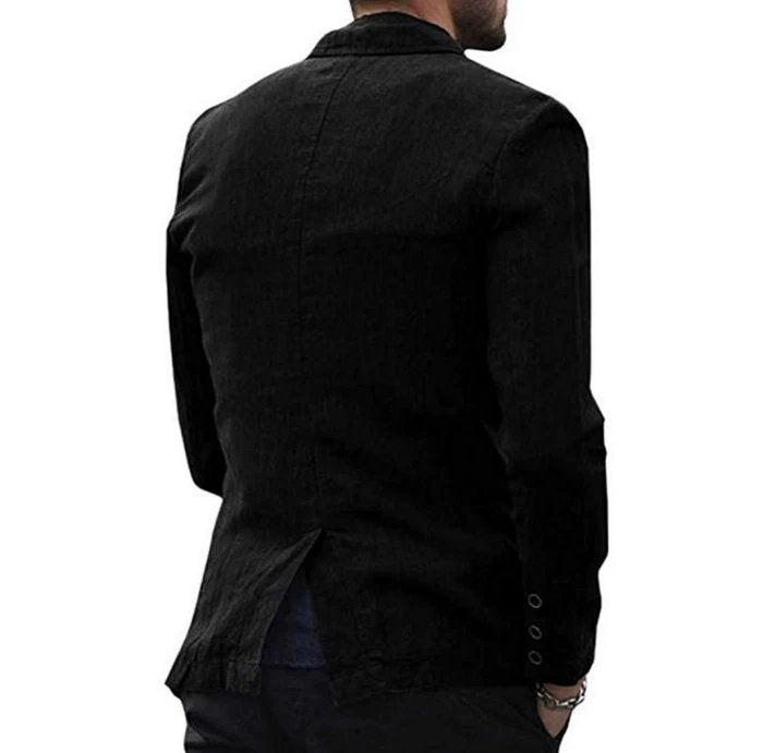 Autumn Solid Men Cotton Blazers Jacket - Muhaab