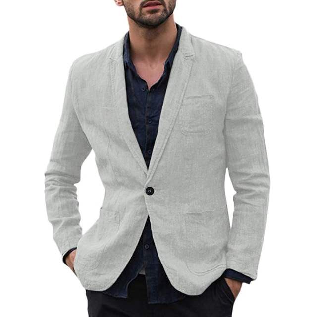 Autumn Solid Men Cotton Blazers Jacket - Muhaab