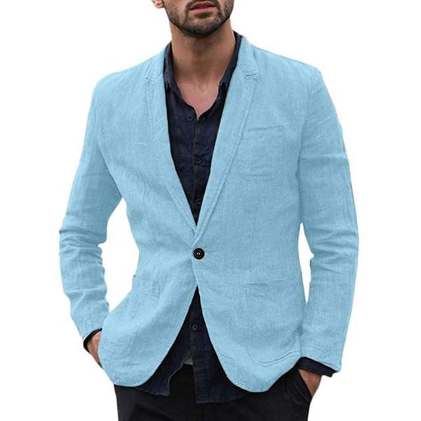 Autumn Solid Men Cotton Blazers Jacket - Muhaab