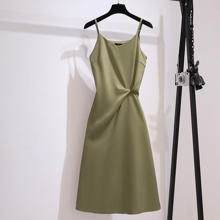 Avocado Green Suspender Women''s dress - Muhaab