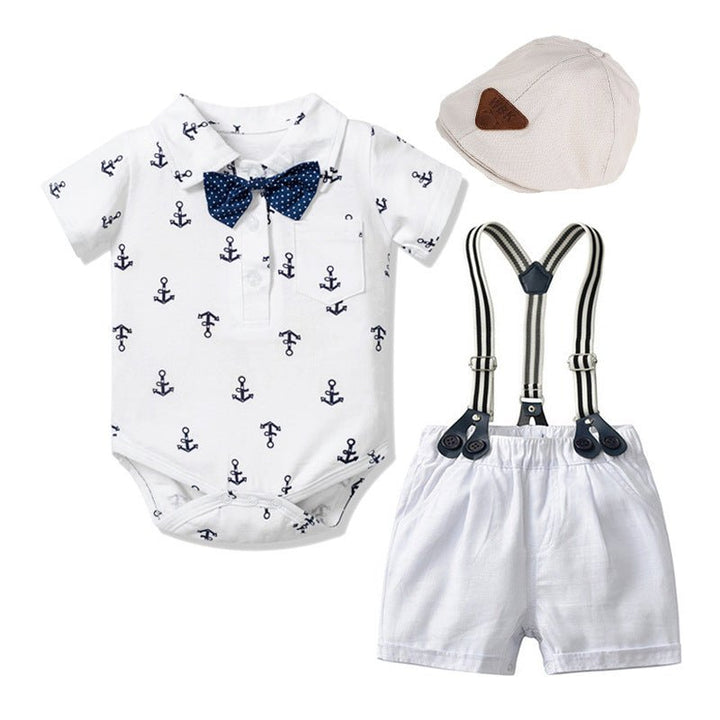 Baby Boy Gentleman Clothes Printed Triangle Romper - Muhaab