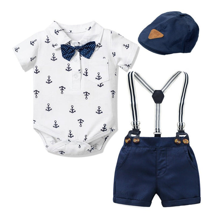 Baby Boy Gentleman Clothes Printed Triangle Romper - Muhaab