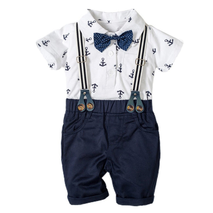 Baby Boy Gentleman Clothes Printed Triangle Romper - Muhaab