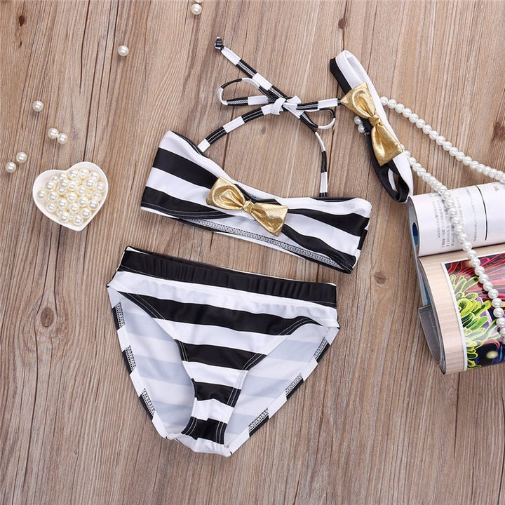 Baby girl striped bow bikini beachwear - Muhaab