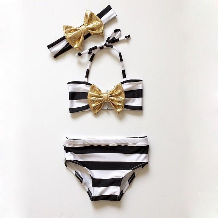 Baby girl striped bow bikini beachwear - Muhaab