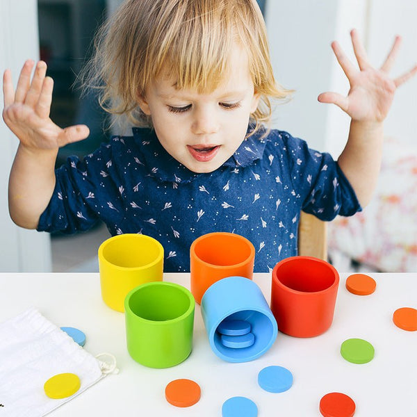 Baby Toddler Preschool Kids Learning Educational Wooden Toys Learning For Children Games Color Sorting Cup - Muhaab