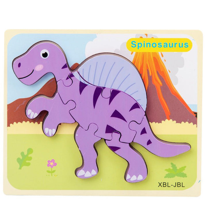 Baby Wooden Cartoon Dinosaur 3D Puzzle Jigsaw for Kids Montessori Early Learning Educational Puzzle Toys - Muhaab