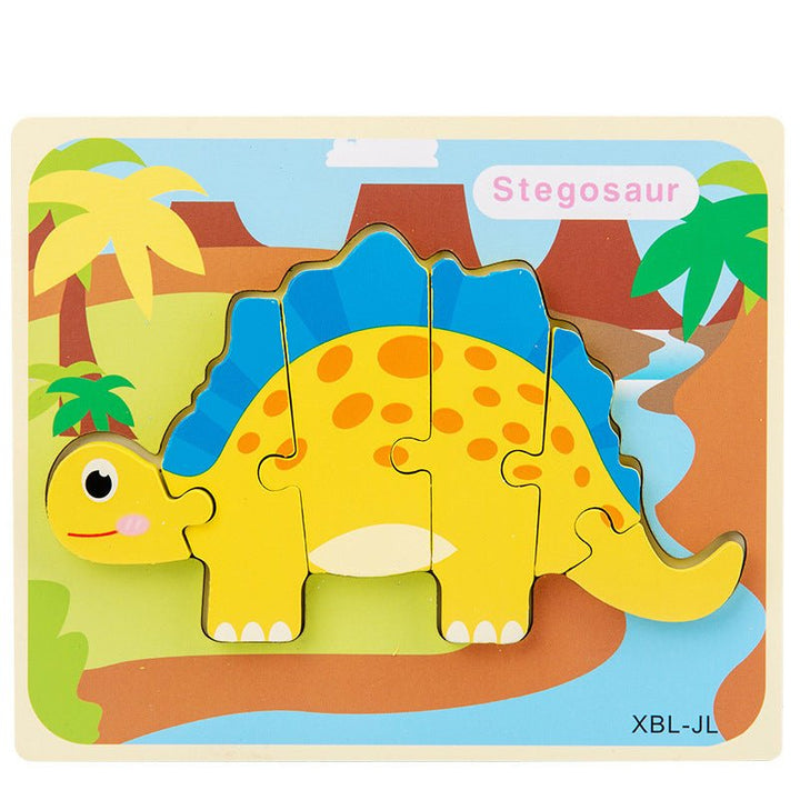 Baby Wooden Cartoon Dinosaur 3D Puzzle Jigsaw for Kids Montessori Early Learning Educational Puzzle Toys - Muhaab