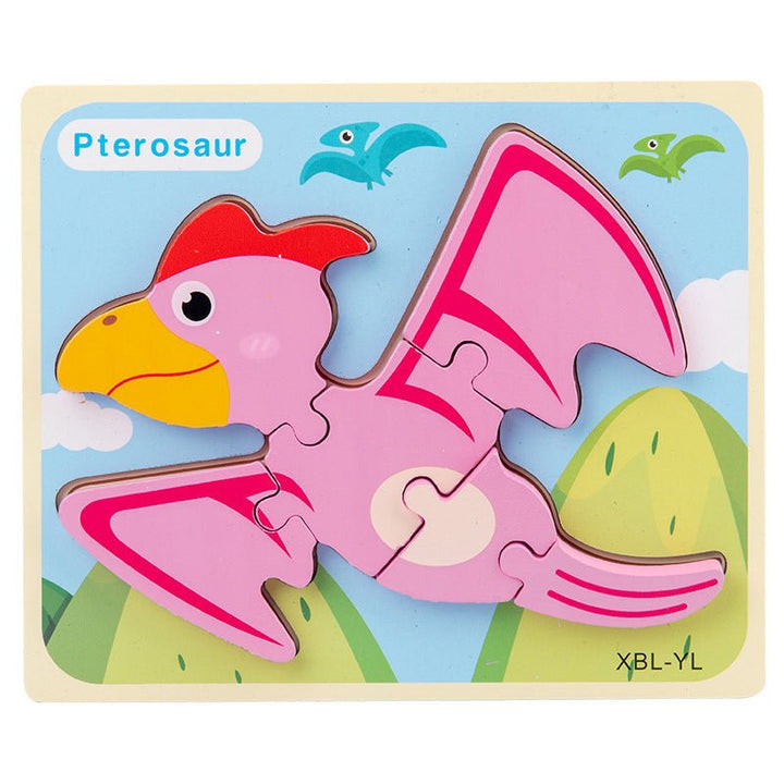 Baby Wooden Cartoon Dinosaur 3D Puzzle Jigsaw for Kids Montessori Early Learning Educational Puzzle Toys - Muhaab