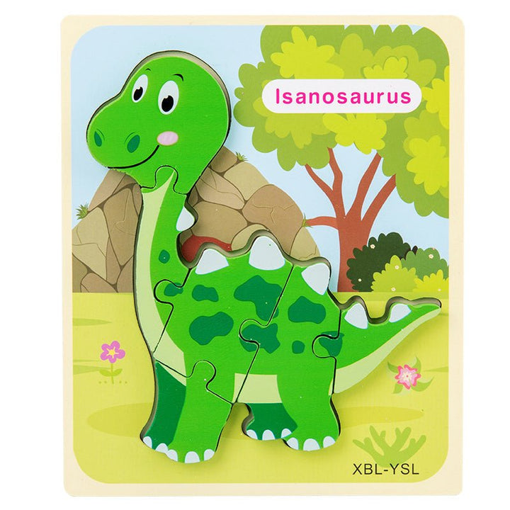 Baby Wooden Cartoon Dinosaur 3D Puzzle Jigsaw for Kids Montessori Early Learning Educational Puzzle Toys - Muhaab