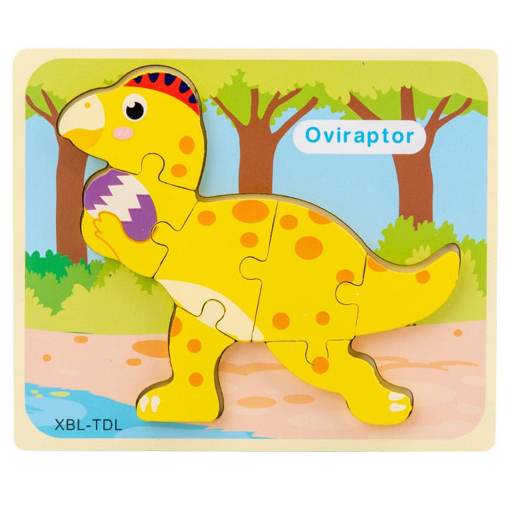 Baby Wooden Cartoon Dinosaur 3D Puzzle Jigsaw for Kids Montessori Early Learning Educational Puzzle Toys - Muhaab