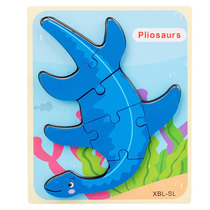 Baby Wooden Cartoon Dinosaur 3D Puzzle Jigsaw for Kids Montessori Early Learning Educational Puzzle Toys - Muhaab