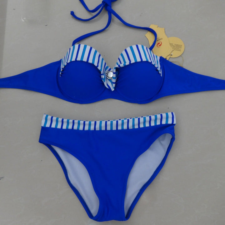 Beach Patchwork Bikinis Set Beach Women Blue Bikini Sexy Swimsuit Bandeau Swimwear Bathing Suit - Muhaab