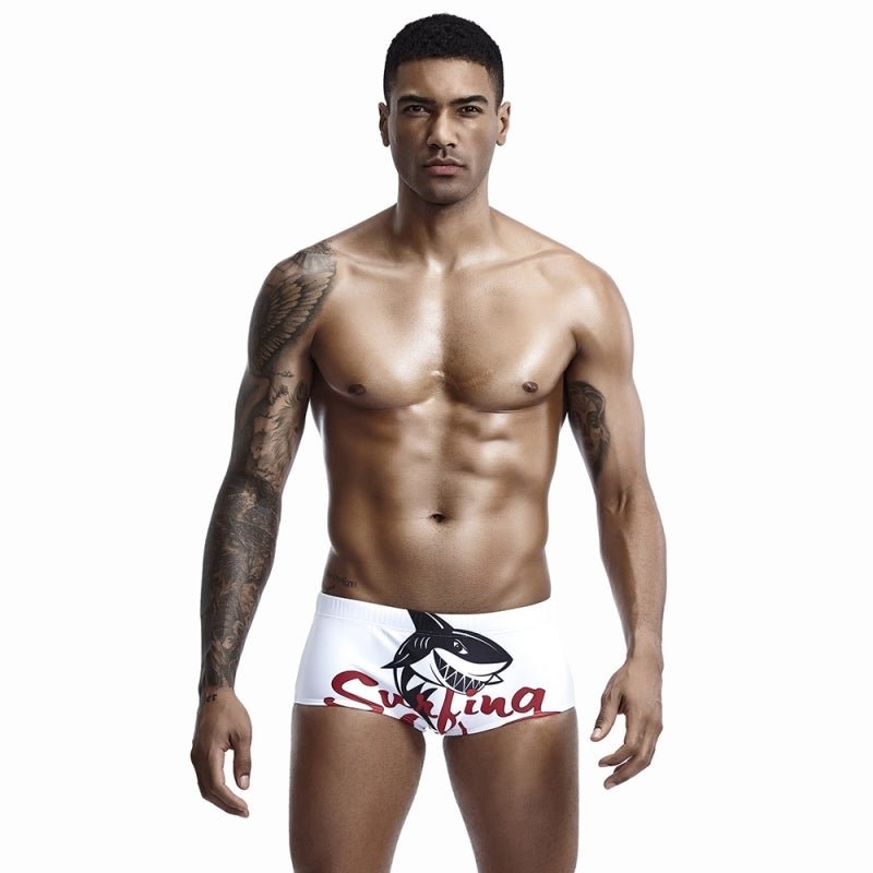 Beach surfing fun shark print swimming trunks - Muhaab