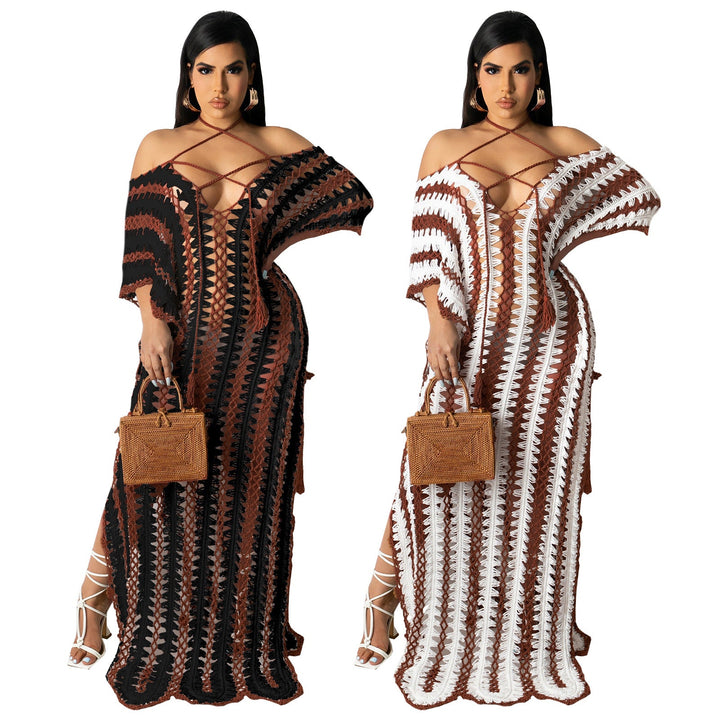 Beachwear Crochet Tie Off-Shoulder Dress - Muhaab