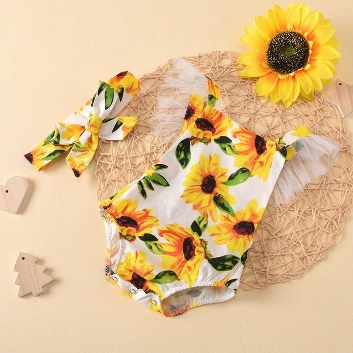 Beachwear Ruffled Sunflower Print Jumpsuit - Muhaab