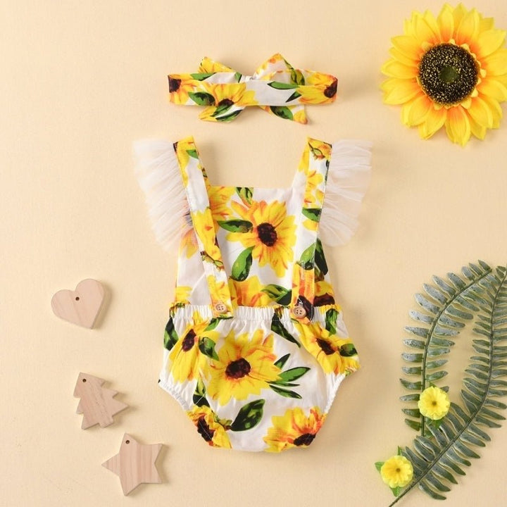 Beachwear Ruffled Sunflower Print Jumpsuit - Muhaab