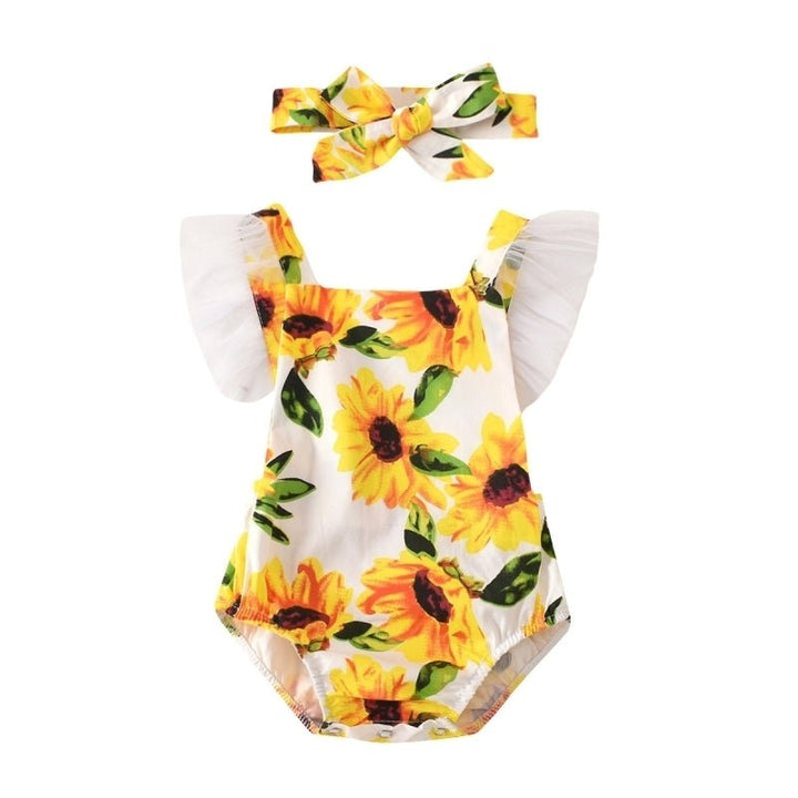 Beachwear Ruffled Sunflower Print Jumpsuit - Muhaab