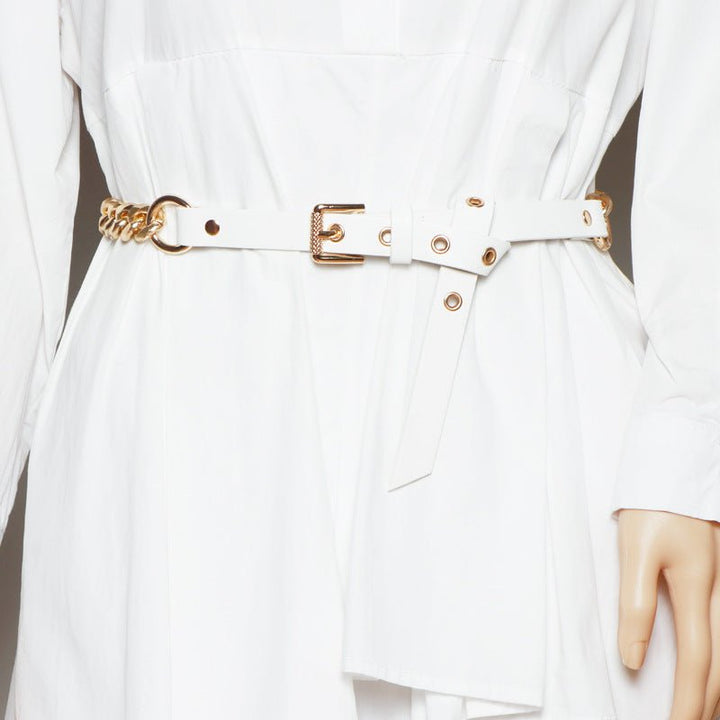 Belt Thin Chain Metal Buckle Design Belt - Muhaab