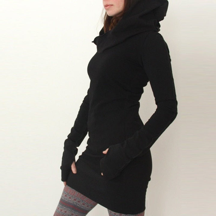 Black Novelty Hoodies Dress Women - Muhaab