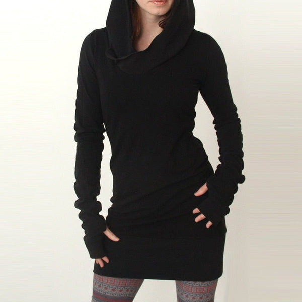 Black Novelty Hoodies Dress Women - Muhaab