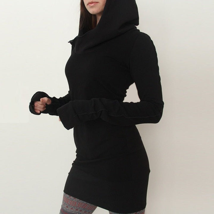 Black Novelty Hoodies Dress Women - Muhaab