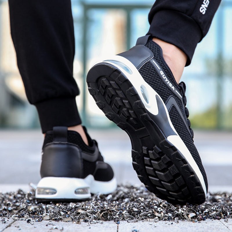 Black Sneakers Men Work Safety Shoes Lightweight Breathable For Gym Travel Work Casual Tennis Running Shoes - Muhaab