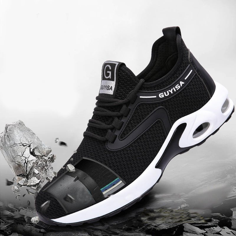 Black Sneakers Men Work Safety Shoes Lightweight Breathable For Gym Travel Work Casual Tennis Running Shoes - Muhaab