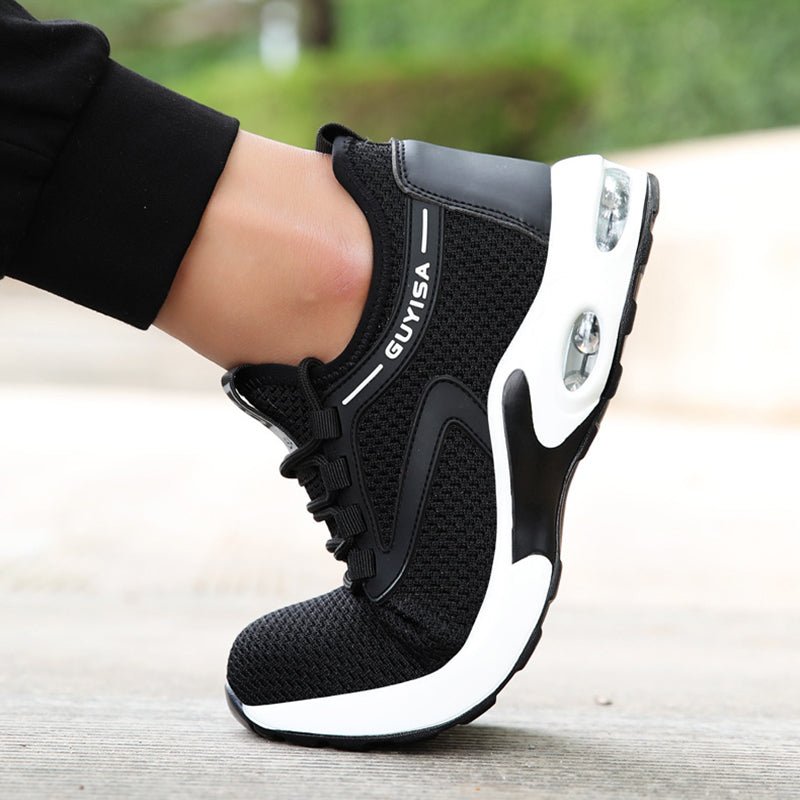 Black Sneakers Men Work Safety Shoes Lightweight Breathable For Gym Travel Work Casual Tennis Running Shoes - Muhaab