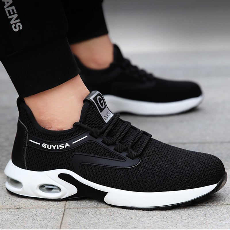 Black Sneakers Men Work Safety Shoes Lightweight Breathable For Gym Travel Work Casual Tennis Running Shoes - Muhaab