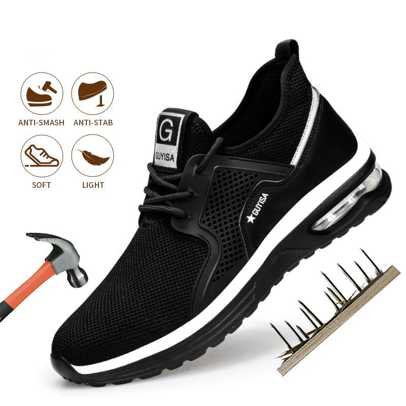 Black Sneakers Men Work Safety Shoes Lightweight Breathable For Gym Travel Work Casual Tennis Running Shoes - Muhaab