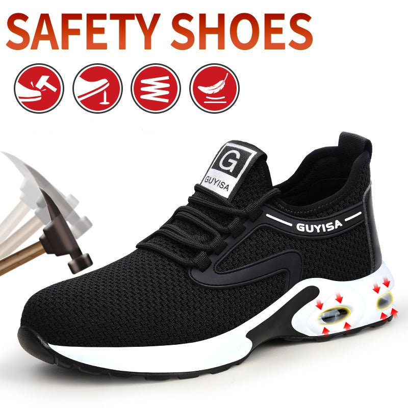 Black Sneakers Men Work Safety Shoes Lightweight Breathable For Gym Travel Work Casual Tennis Running Shoes - Muhaab