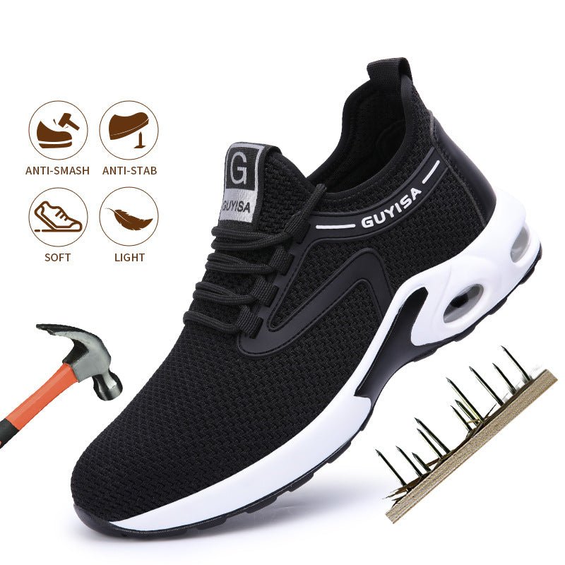 Black Sneakers Men Work Safety Shoes Lightweight Breathable For Gym Travel Work Casual Tennis Running Shoes - Muhaab