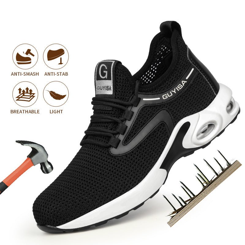 Black Sneakers Men Work Safety Shoes Lightweight Breathable For Gym Travel Work Casual Tennis Running Shoes - Muhaab