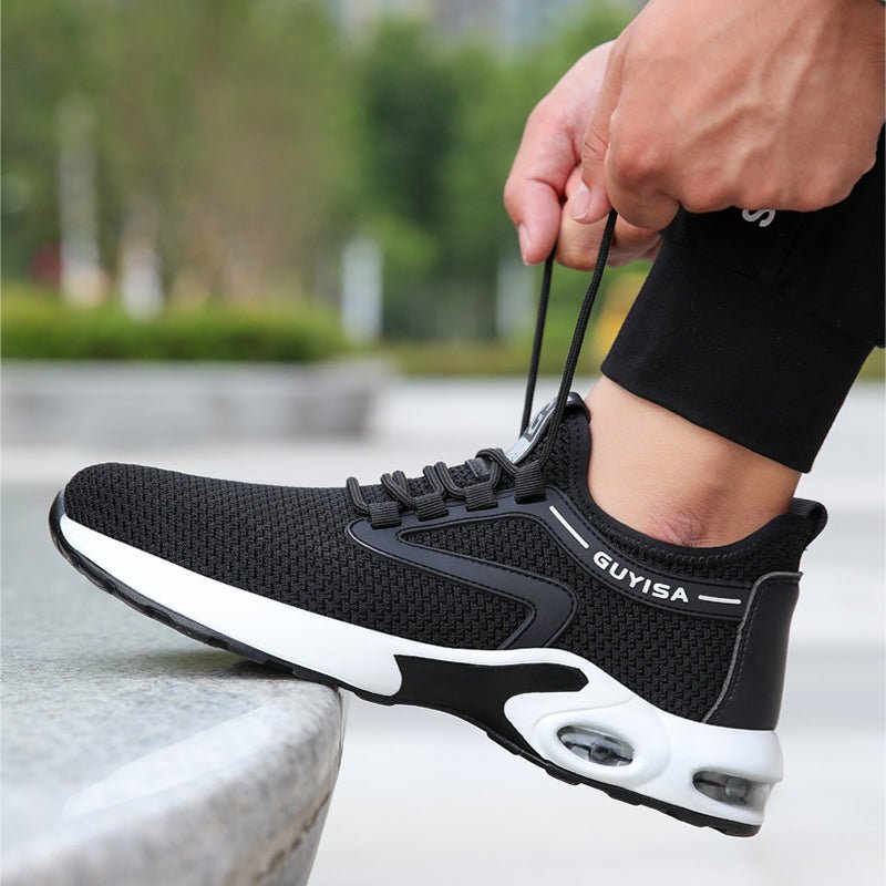 Black Sneakers Men Work Safety Shoes Lightweight Breathable For Gym Travel Work Casual Tennis Running Shoes - Muhaab