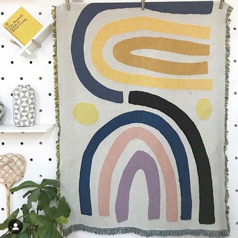 Bohemian Rainbow Blanket Tapestry Home Decor - Muhaab