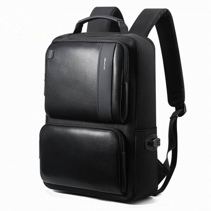 BOPAI Black Leather Backpack For Mens - Muhaab