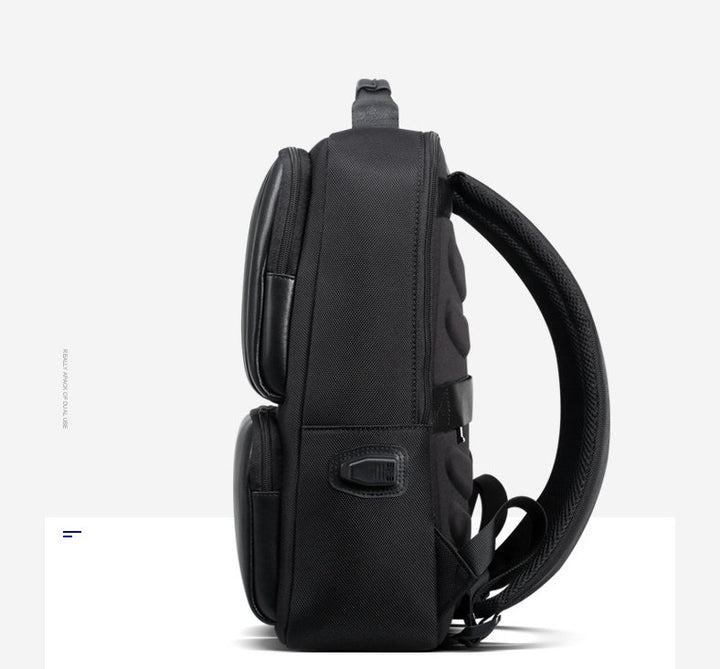 BOPAI Black Leather Backpack For Mens - Muhaab