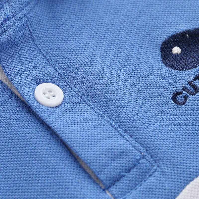 Boys Color Block Lapel Tops Korean Children's Clothing Boys Embroidered Shirts Baby Summer Trends - Muhaab