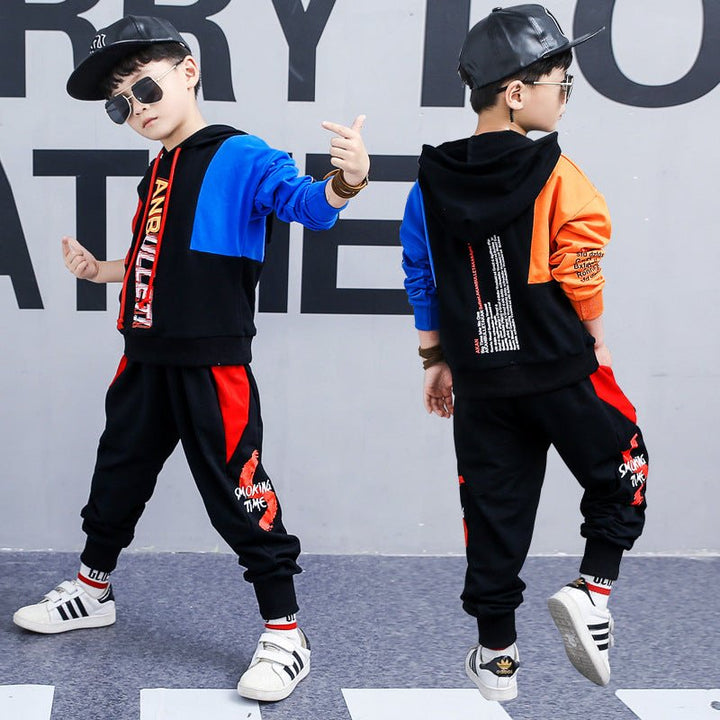 Boys spring suit 2024 Korean children's clothing in the big boy boy long-sleeved sports two-piece suit tide clothes - Muhaab