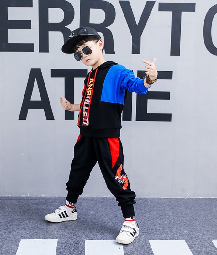 Boys spring suit 2024 Korean children's clothing in the big boy boy long-sleeved sports two-piece suit tide clothes - Muhaab