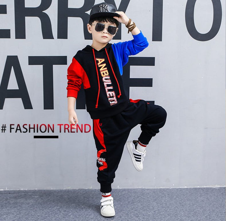 Boys spring suit 2024 Korean children's clothing in the big boy boy long-sleeved sports two-piece suit tide clothes - Muhaab