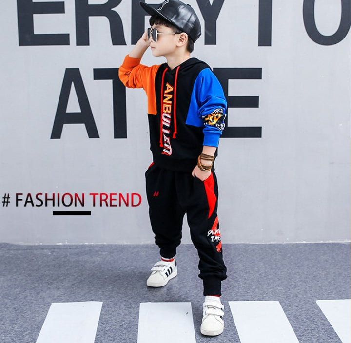 Boys spring suit 2024 Korean children's clothing in the big boy boy long-sleeved sports two-piece suit tide clothes - Muhaab