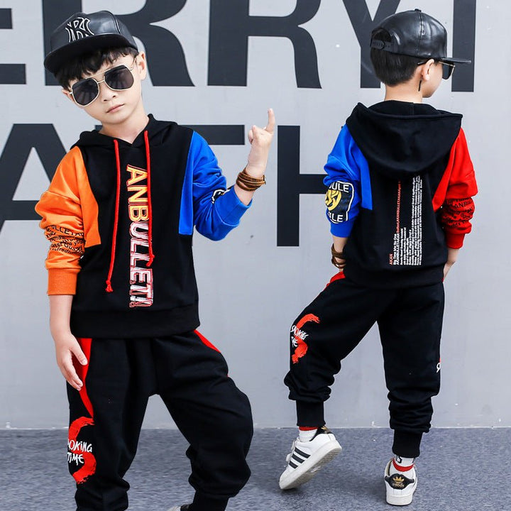 Boys spring suit 2024 Korean children's clothing in the big boy boy long-sleeved sports two-piece suit tide clothes - Muhaab