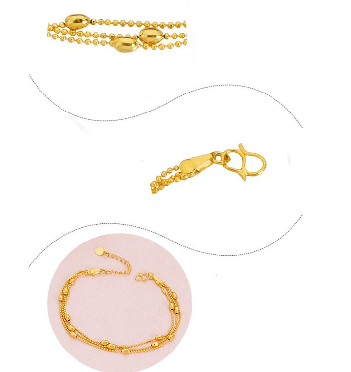 Brass Jewellery Accessories, Gold-Plated Three-Wire Turn Ladies Sand Gold Jewelry New Product Multi-Wire Bracelet - Muhaab