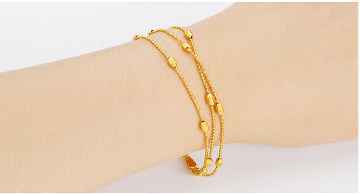 Brass Jewellery Accessories, Gold-Plated Three-Wire Turn Ladies Sand Gold Jewelry New Product Multi-Wire Bracelet - Muhaab