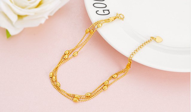 Brass Jewellery Accessories, Gold-Plated Three-Wire Turn Ladies Sand Gold Jewelry New Product Multi-Wire Bracelet - Muhaab