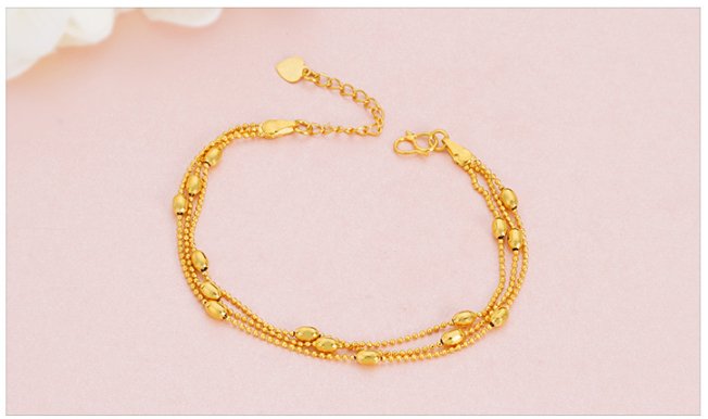 Brass Jewellery Accessories, Gold-Plated Three-Wire Turn Ladies Sand Gold Jewelry New Product Multi-Wire Bracelet - Muhaab