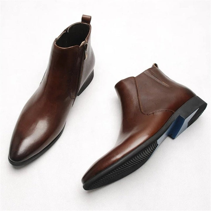 Brown Head Leather Business Shoes For Men - Muhaab