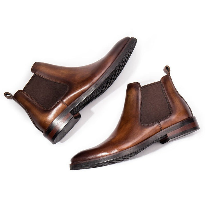 Brown Head Leather Business Shoes For Men - Muhaab